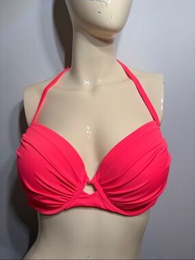 Victoria's Secret Bombshell Coral Pink Halter Underwire Bikini Top 36 DD